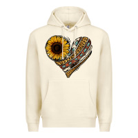 Sandshell western sunflower leopard cowhide heart Premium Hoodie - Jasminsmagicworld
