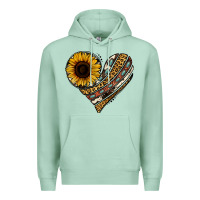 Seafoam western sunflower leopard cowhide heart Premium Hoodie - Jasminsmagicworld