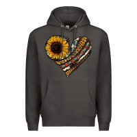 Smoke western sunflower leopard cowhide heart Premium Hoodie - Jasminsmagicworld