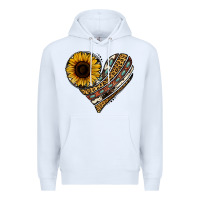 White western sunflower leopard cowhide heart Premium Hoodie - Jasminsmagicworld