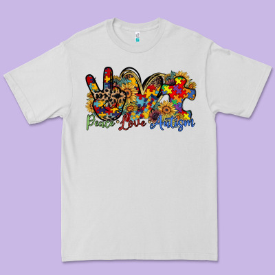 Peace Love Autism Premium Tee Designed By Racoondesign