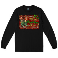 Black Merry Christmas Y'all Boots Long Sleeve Tee - RanaPortraitStore
