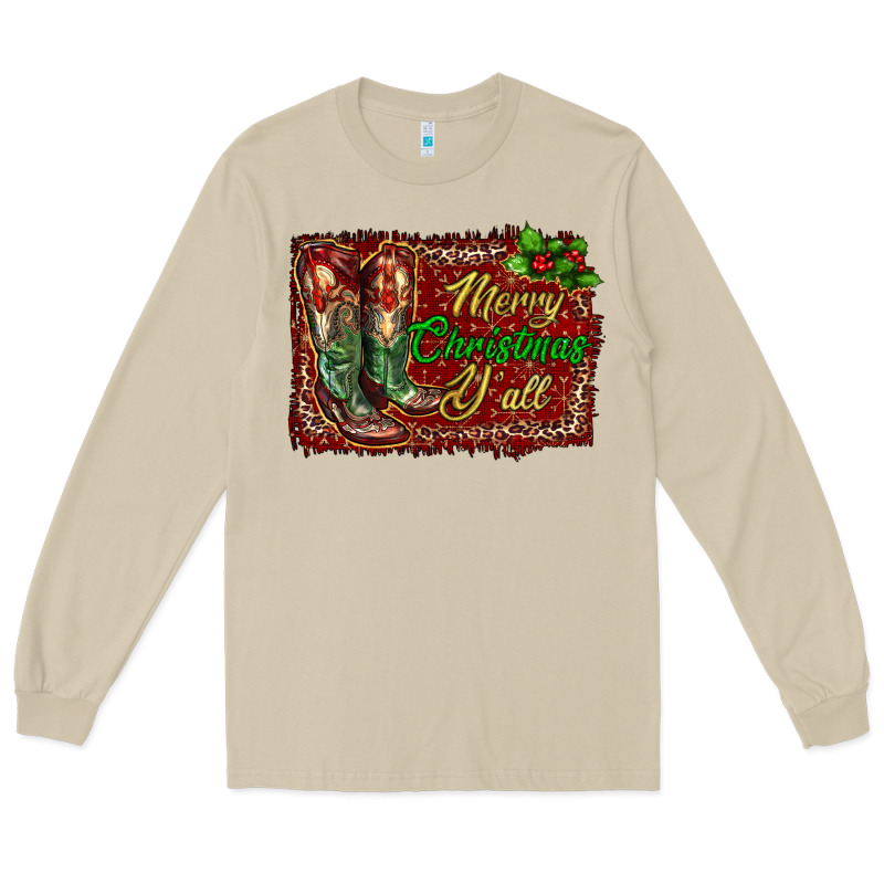 Merry Christmas Y'all Boots Long Sleeve Tee by RanaPortraitStore | Teevron