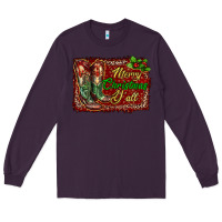 Plum Merry Christmas Y'all Boots Long Sleeve Tee - RanaPortraitStore