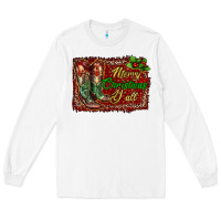 White Merry Christmas Y'all Boots Long Sleeve Tee - RanaPortraitStore
