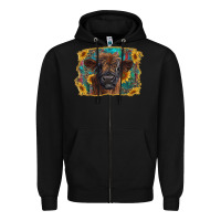 Black highland cow calf with western background Zipper Hoodie - RanaPortraitStore