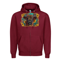 Burgundy highland cow calf with western background Zipper Hoodie - RanaPortraitStore