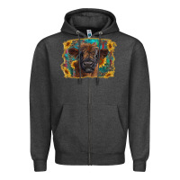 Charcoal Heather highland cow calf with western background Zipper Hoodie - RanaPortraitStore