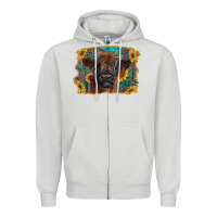 Dove Grey highland cow calf with western background Zipper Hoodie - RanaPortraitStore