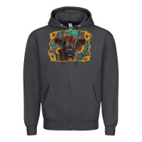 Smoke highland cow calf with western background Zipper Hoodie - RanaPortraitStore
