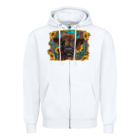 White highland cow calf with western background Zipper Hoodie - RanaPortraitStore