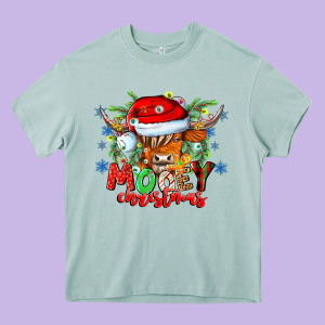 Mooey Christmas Heavy Core Tee Designed By Cowhidedigitalart