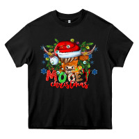 Black Mooey Christmas Heavy Core Tee - CowhideDigitalArt