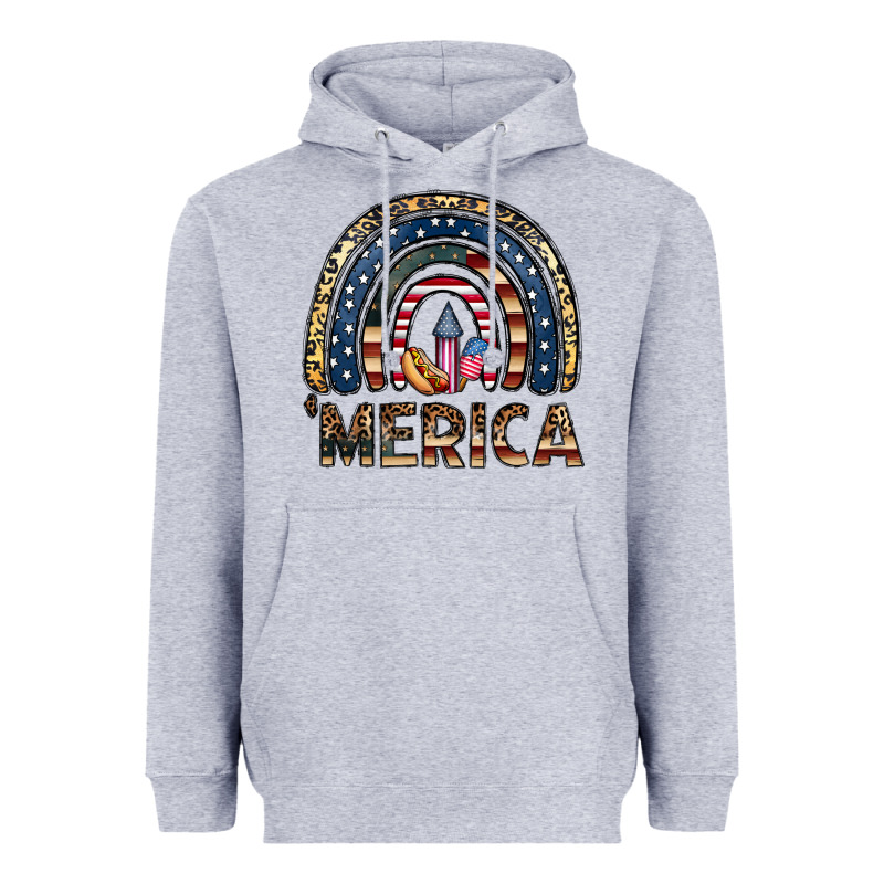 Merica Rainbow Heavyweight Hoodie by CowhideDigitalArt | Teevron