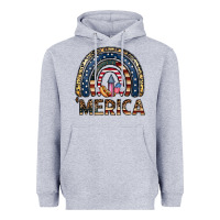 Heather Grey merica rainbow Heavyweight Hoodie - CowhideDigitalArt