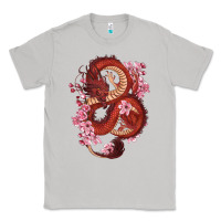 Moon Dust red dragon and sakura cherry blossoms Classic Tee - RanaPortraitStore