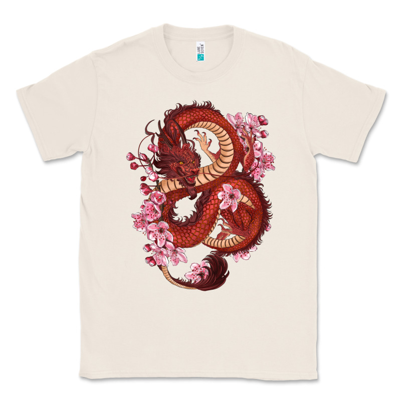 Red Dragon And Sakura Cherry Blossoms Classic Tee by RanaPortraitStore | Teevron