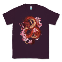 Plum red dragon and sakura cherry blossoms Classic Tee - RanaPortraitStore