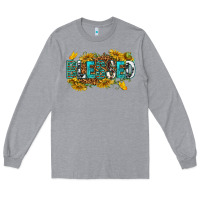 Heather Grey blessed Long Sleeve Tee - texasbilliewilder