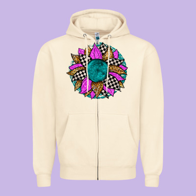Race Sunflower Zipper Hoodie Designed By Zillion Design Studio
