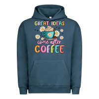 Pigment Midnight Navy great ideas come after coffee Urban Hoodie - MaliasSmallBusiness