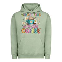 Pigment Oil Green great ideas come after coffee Urban Hoodie - MaliasSmallBusiness