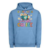 Pigment Pebble Blue great ideas come after coffee Urban Hoodie - MaliasSmallBusiness