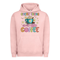 Pigment Salmon great ideas come after coffee Urban Hoodie - MaliasSmallBusiness