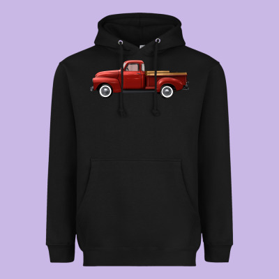 Western Red Truck Right Side View Heavyweight Hoodie Designed By Fadigitalartstudio