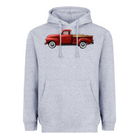 Heather Grey western red truck right side view Heavyweight Hoodie - FaDigitalArtStudio
