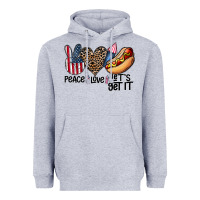 Heather Grey peace love let's get it Heavyweight Hoodie - CowhideDigitalArt