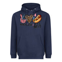Navy peace love let's get it Heavyweight Hoodie - CowhideDigitalArt