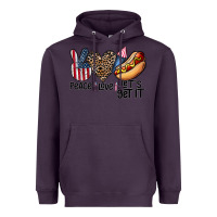 Plum peace love let's get it Heavyweight Hoodie - CowhideDigitalArt
