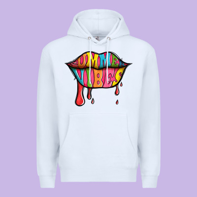 Summer Vibes Lips Premium Hoodie Designed By Jasminsmagicworld