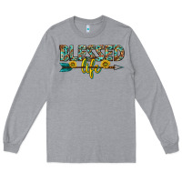 Heather Grey blessed life western Long Sleeve Tee - texasbilliewilder