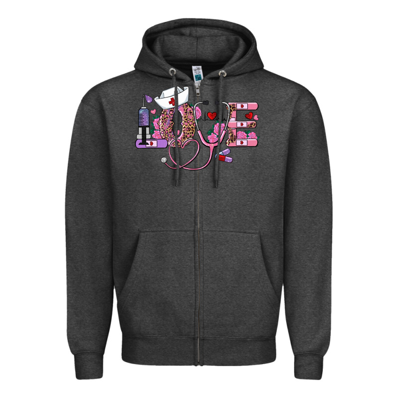 Valentine's Day Nurse Love Zipper Hoodie by RanaPortraitStore | Teevron