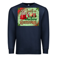 Navy just a girl who loves christmas mousepad Premium Sweatshirt - BundleAndBundleShop