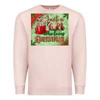 Pale Pink just a girl who loves christmas mousepad Premium Sweatshirt - BundleAndBundleShop