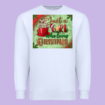 Just A Girl Who Loves Christmas Mousepad Premium Sweatshirt Designed By Bundleandbundleshop