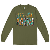 Army Green blessed mini with leopard and aztec Long Sleeve Tee - texasbilliewilder