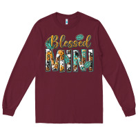 Burgundy blessed mini with leopard and aztec Long Sleeve Tee - texasbilliewilder