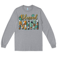 Heather Grey blessed mini with leopard and aztec Long Sleeve Tee - texasbilliewilder