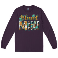 Plum blessed mini with leopard and aztec Long Sleeve Tee - texasbilliewilder