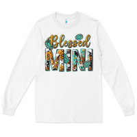 White blessed mini with leopard and aztec Long Sleeve Tee - texasbilliewilder