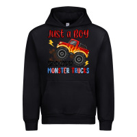 Black just a boy who loves monster trucks Urban Hoodie - MaliasSmallBusiness