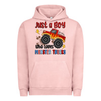 Pigment Salmon just a boy who loves monster trucks Urban Hoodie - MaliasSmallBusiness