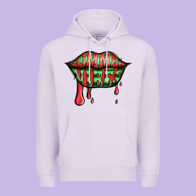 Summer Vibes Watermelon Lips Premium Hoodie Designed By Jasminsmagicworld