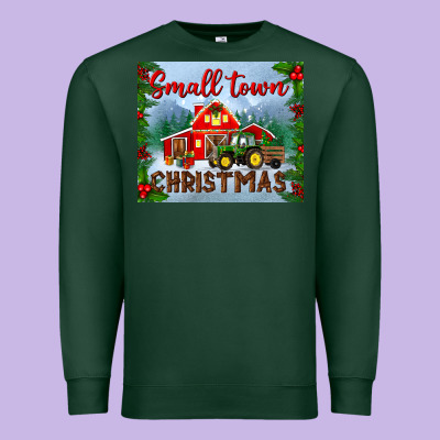 Small Town Christmas Mousepad Premium Sweatshirt Designed By Bundleandbundleshop