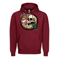 Burgundy race skull Zipper Hoodie - Zillion Design Studio
