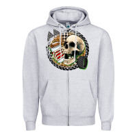 Heather Grey race skull Zipper Hoodie - Zillion Design Studio